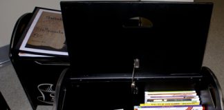 Skattekiste frå Søfteland skule i Os kommune. (Foto Elisabeth D. Hanstvedt)